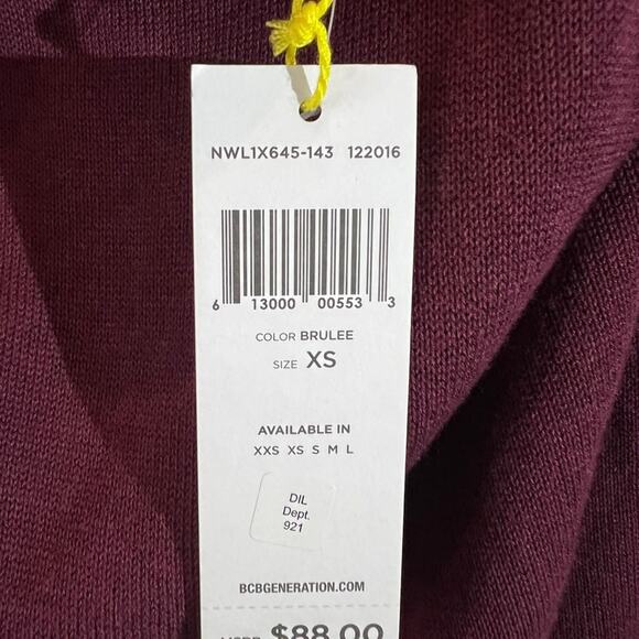 BcbGeneration Knit Tunic Sweater Women's Sz XS Cold-Shoulder Pullover Brulee NEW - Picture 3 of 9